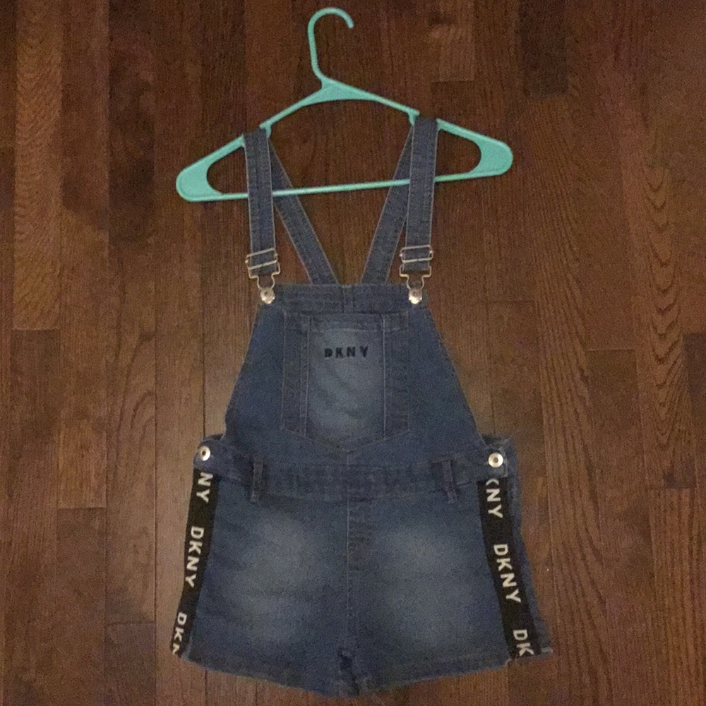 DKNY jean overalls.